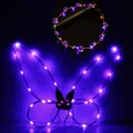 Purple LED butterfly fairy wings and matching rose flower wreath for girls' costumes - LED Wings and Wreath Set / Two-Piece Set / Purple