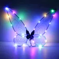 Magical light-up blue butterfly wings for children's fairy and angel party costume dress up. - Blue Multicolor LED Wings / Single Wings / Blue