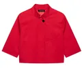 Vista ravvicinata di un elegante blazer corto rosso vibrante a maniche corte da donna - XS / Top / Rosso