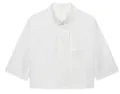 Elegante blazer corto bianco a maniche corte con colletto alla coreana minimalista - XS / Top / Bianco