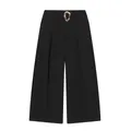 Fashionable black wide-leg bucket pants featuring a unique decorative gold buckle detail - XS / Bottoms / Black