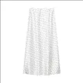 Elegante witte satijnen midi-rok met hoge taille en klassiek zwart polkadotpatroon - XS / Bottoms / Wit