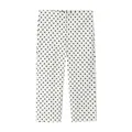Gedetailleerd overzicht van een witte broek met wijde pijpen en zwart polkadotpatroon - XS / Bottoms / Wit