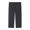 Pantalones de pierna ancha de talle alto con lunares blancos y negros para mujer - XS / Bottoms / Negro