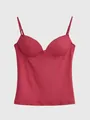 Elegant burgundy bustier camisole top featuring slim adjustable straps and soft cups - XS / Tops / Red