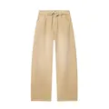 Close-up of fashion khaki jeans with unique folded waist design and wide leg cut - XS / Bottoms / Khaki Flipped Waist Style