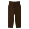 Detailweergave van de bruine wollen damesbroek met gebogen silhouet - S / Bottoms / koffiekleur