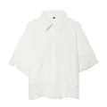 Stijlvolle witte blouse met korte mouwen en een verfijnd geborduurd bloemmotief - XS / Tops / Wit