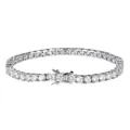 Vista macro dettagliata del bracciale tennis hip-hop in argento con pietre di zirconi - Zircone Chiaro / Larghezza 4mm-6 Pollici(16cm) / Platino