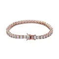 Dettaglio di un bracciale tennis hip-hop in oro rosa con zirconi rotondi scintillanti. - Zircone Chiaro / Larghezza 4mm-6 Pollici(16cm) / Oro rosa