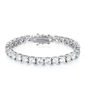 Elegante bracciale tennis in argento con brillanti zirconi a taglio rotondo per tutti - Zircone Chiaro / Larghezza 6mm-Bracciale 6 Pollici (circa 16cm) / Platino