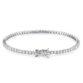 Elegante bracciale tennis hip hop in argento con pietre di zircone bianco brillanti - Stile Braccialetto Strass / Larghezza 3mm-6 Pollici (circa 16cm) / Platino
