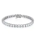 Elegante bracciale tennis color argento con pietre di zircone cubico dal taglio tondo - Stile Braccialetto Strass / Larghezza 5mm-6 Pollici (circa 16cm) / Platino