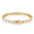 Elegante bracciale tennis hip-hop placcato oro con zirconi cubici bianchi brillanti - Zircone Chiaro / 6mm di Larghezza-6 Pollici (Circa 16cm) / Oro