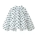 Elegante camicetta bianca a pois neri da donna con maniche lunghe a sbuffo alla moda - Taglia S / Top / Pois Bianchi