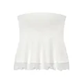Detailed view of a white strapless tube top featuring a delicate floral lace hemline - XS / Tops / White