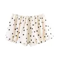 Short bouffant blanc à taille haute élégant avec des pois noirs de style bulle chic - XS / Bas / Beige à pois