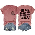 Retro In My Baseball Grandma Era T-Shirt mit Grafikdrucken auf Vorder- und Rückseite - S / Oberteile / Roségold (Schwarzer Druck)