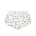 Elegantes pantalones cortos abullonados plisados de lunares con diseño en blanco y negro - XS / Inferior (A03) / Blanco