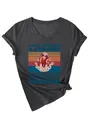 Vintage V-Ausschnitt T-Shirt mit 'A Day Without a Redhead' Grafikdruck - Schwarzgrau Meliert