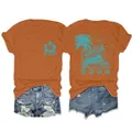Détails des vues avant et arrière d'un t-shirt graphique orange Life's a Beach pour femmes - Orange Brûlé