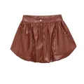 Mini-jupe boule tendance en similicuir marron avec grandes poches et rivets décoratifs - XS / Bas / Marron
