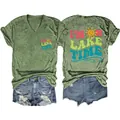 Back and front view of a green V-neck T-shirt with 'I'M ON LAKE TIME' print detail - Olive Green