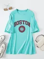 Boston US 1630 oversized T-shirt met korte mouwen en lifestyle-accessoires - S / Tops / Diep Waterblauw