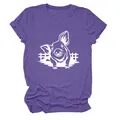 Dettaglio maglietta viola da donna con stampa grafica testa di maiale carina in cotone - Taglia S / Top / Viola