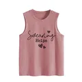 Women's sleeveless tank top in dusty rose with Swearing Helps slogan print. - Rose Gold
