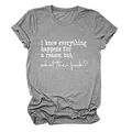 Dettaglio maglietta grigia da donna con scritta bianca 'I know everything' - Taglia S / Top / Grigio scuro
