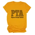 Camiseta PTA Physical Therapist Assistant amarillo mostaza con estampado de leopardo - S / Tops / Amarillo Mostaza (Texto Negro)