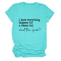 Détail d'un t-shirt femme bleu turquoise avec impression d'une citation drôle - S / Hauts / Bleu Eau Profonde