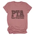 Camiseta malva para mujer con diseño de PTA Physical Therapist Assistant y estampado de leopardo - S / Tops / Oro Rosa (Letra Negra)