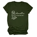 Détail du graphique blanc doodle mama sur un t-shirt en coton pour femme vert olive - S / Hauts / Vert Militaire