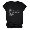 T-shirt noir pour femme arborant un motif Doodle Mama blanc et une image de chien - S / Hauts / Noir