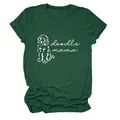 T-shirt décontracté col rond vert forêt pour femme avec imprimé chien doodle mama blanc - S / Hauts / Vert Vintage