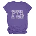Camiseta morada jaspeada para mujer con diseño PTA Physical Therapist Assistant - S / Tops / Púrpura