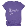 T-shirt violet à col rond pour femme avec motif graphique blanc de chien doodle mama - S / Hauts / Violet