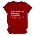 T-shirt rouge décontracté pour femmes à col rond avec impression de slogan anglais drôle - S / Hauts / Rouge