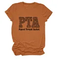 Gráfico leopardo PTA Physical Therapist Assistant en camiseta algodón naranja mujer - S / Tops / Naranja Quemado (Letra Negra)