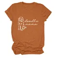 T-shirt femme orange rouille avec imprimé blanc Doodle Mama et illustration de chien - S / Hauts / Orange Brûlé (Police Blanche)