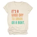 Detalle de camiseta beige casual con el colorido estampado 'IT'S A GOOD DAY' - S / Tops / Arena