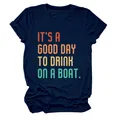 Dunkelblaues T-Shirt mit Vintage-Spruch It's a good day to drink on a boat - S / Oberteile / Marineblau