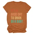 Lässiges Damen-T-Shirt in Orange mit Boots-Slogan-Aufdruck - S / Oberteile / Gebranntes Orange