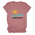 Mauve women's t-shirt featuring 'Hello Summer' sun graphic design - S / Tops / Rose Gold (Black Letters)