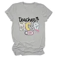 Graues T-Shirt für Damen mit einem stylischen 'teacher MODE OFF' Grafik-Print Motiv - S / Oberteile / Hellgrau