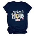 Detailansicht der teacher mode off grafik auf dunkelblauem kurzarm t-shirt - S / Oberteile / Marineblau
