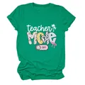 Grünes Damen T-Shirt kurzarm mit Teacher MODE OFF Grafik-Print - S / Oberteile / Dunkelgrün (Weiße Buchstaben)