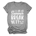 Bequemes graues Baumwoll-T-Shirt mit weißem 'Is It Summer Break Yet?' Grafikaufdruck - S / Oberteile / Dunkelgrau